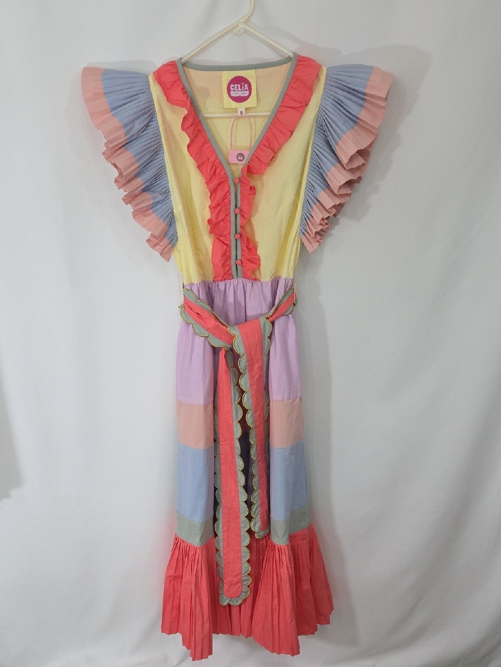 Celia B. Marcellene Ruffled Scalloped Midi Dress Size S NWOT - Picture 6 of 13